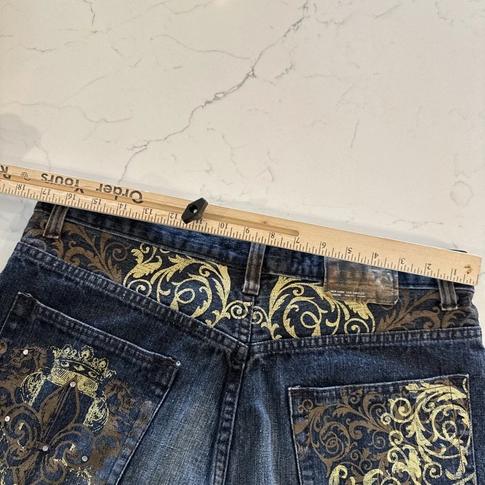 Red Ape Shorts Men's 34 Baggy Raw Denim Jorts Blue Vintage Y2K Skater Emo